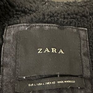 Zara Charcoal Sherpa lined denim jacket